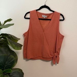 Madewell Texture and Thread Wrap Tie Tank in Coral Size XL